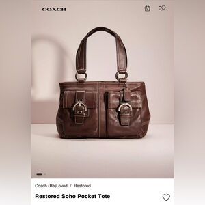 Coach Chocolate Brown Soho Pocket Tote with Gold Accents
